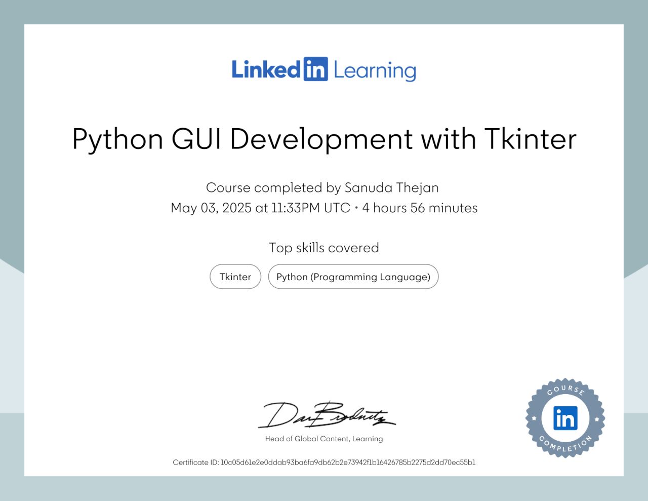 Python GUI Certificate